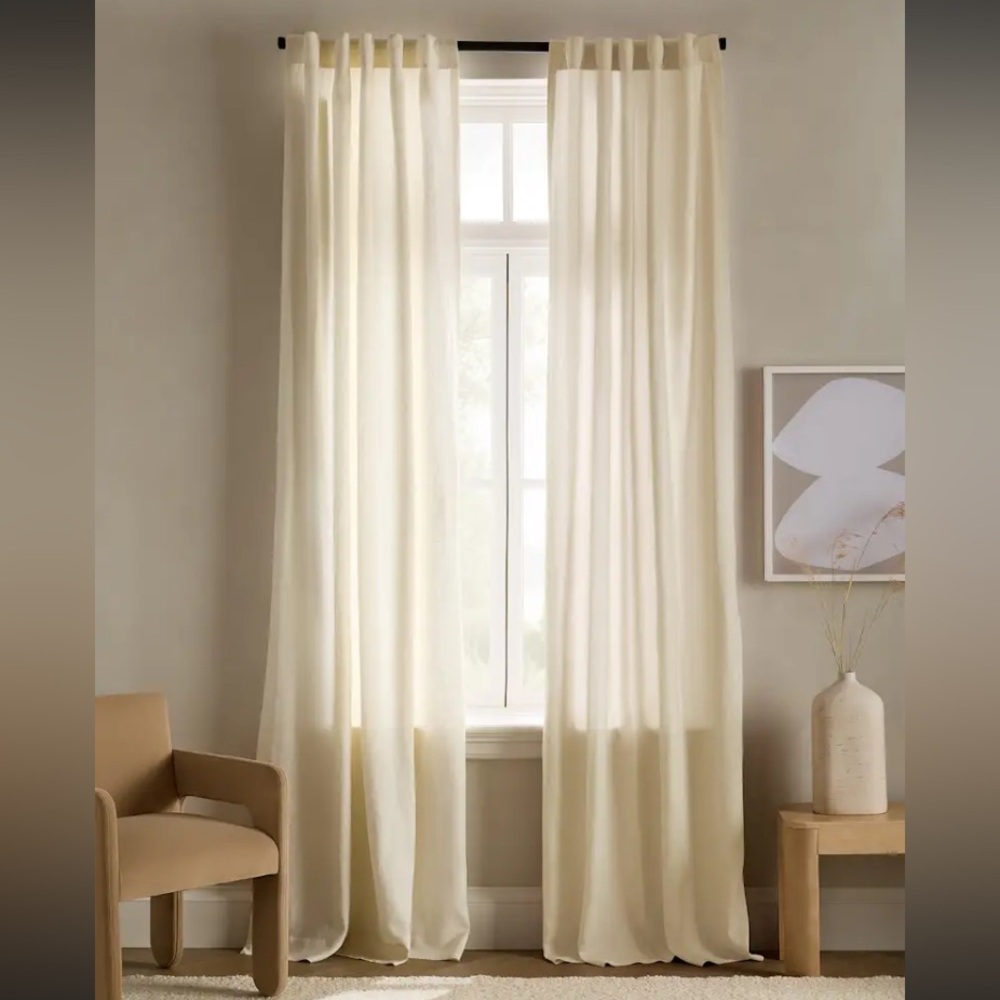 Quince 96x96 Linen light filtering Curtain panel Ivory
